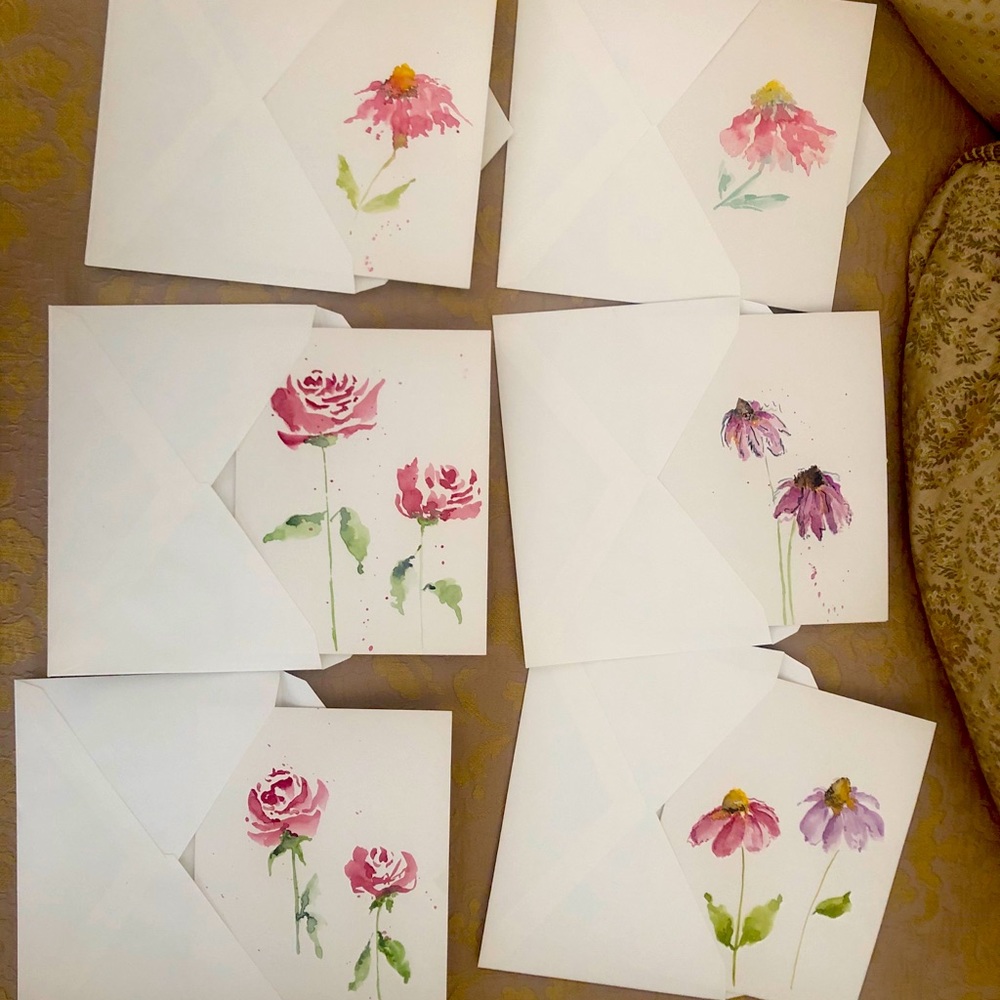 Handpainted water coloured cards